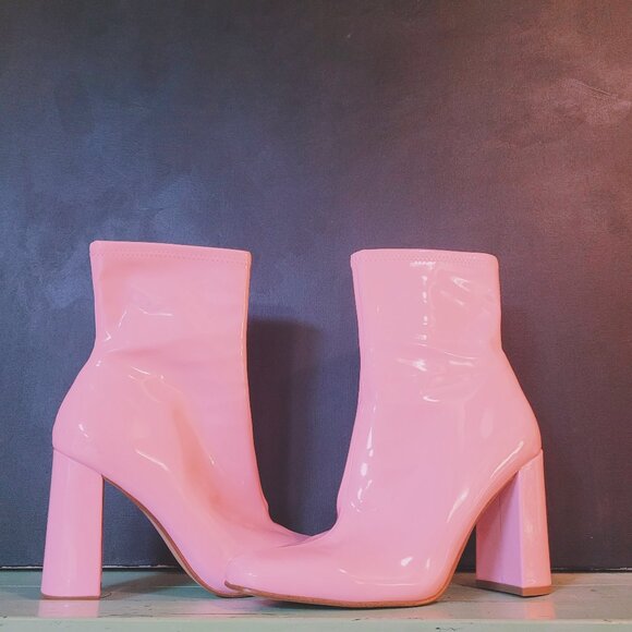 Pink Vinyl Boots - Picture 1 of 1